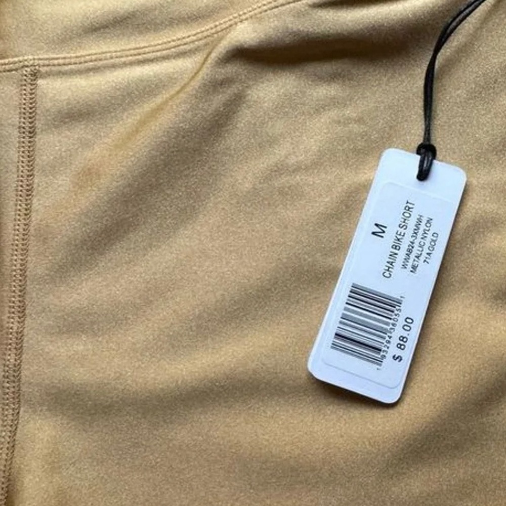 WeWoreWhat Revolve High-Waist Belted Bike Metallic Gold Shorts Size Medium - Picture 7 of 8